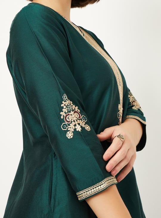 Women Embroidered A-line Kurta Set