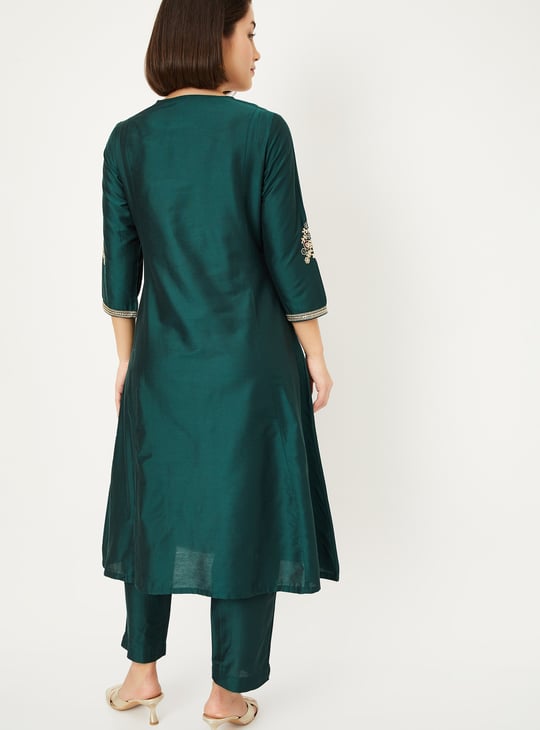 Women Embroidered A-line Kurta Set