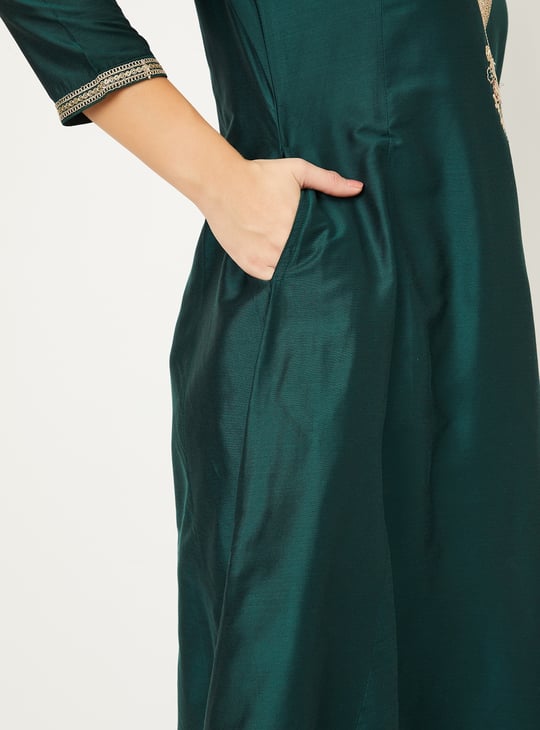 Women Embroidered A-line Kurta Set