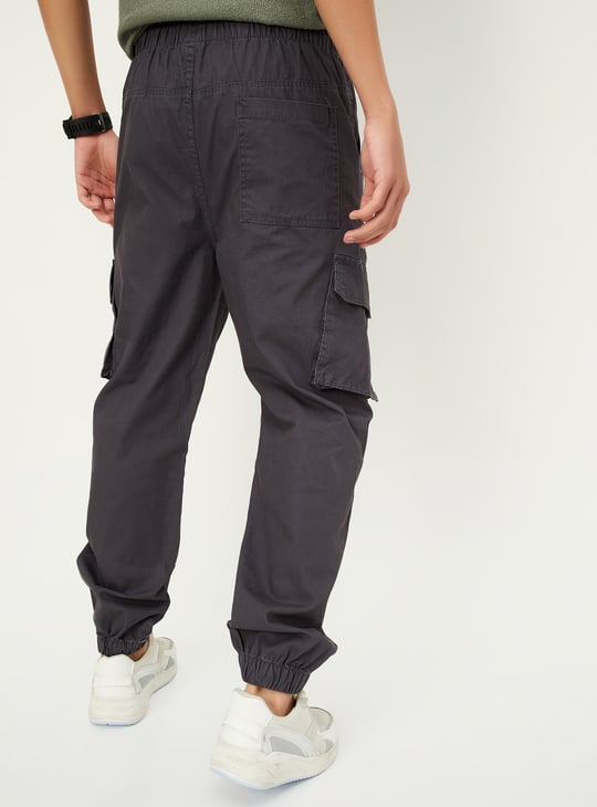 Boys Solid Relaxed Fit Cargo Joggers