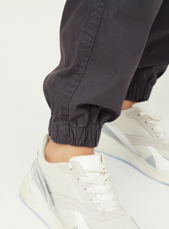 Boys Solid Relaxed Fit Cargo Joggers