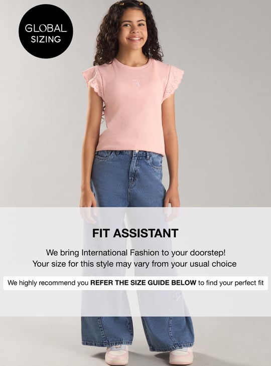 Girls Ribbed Top with Floral Embroidery