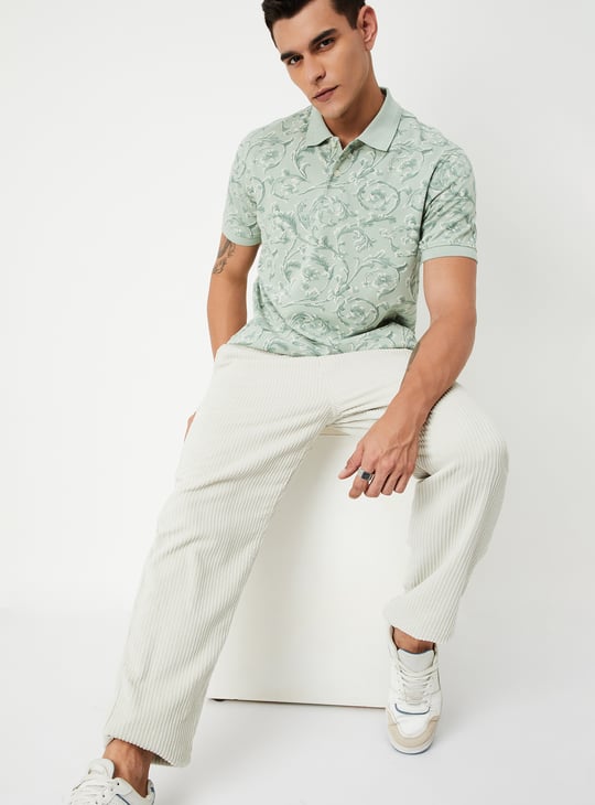 Men Floral Print Polo T-shirt