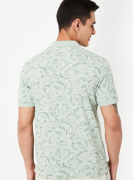 Men Floral Print Polo T-shirt