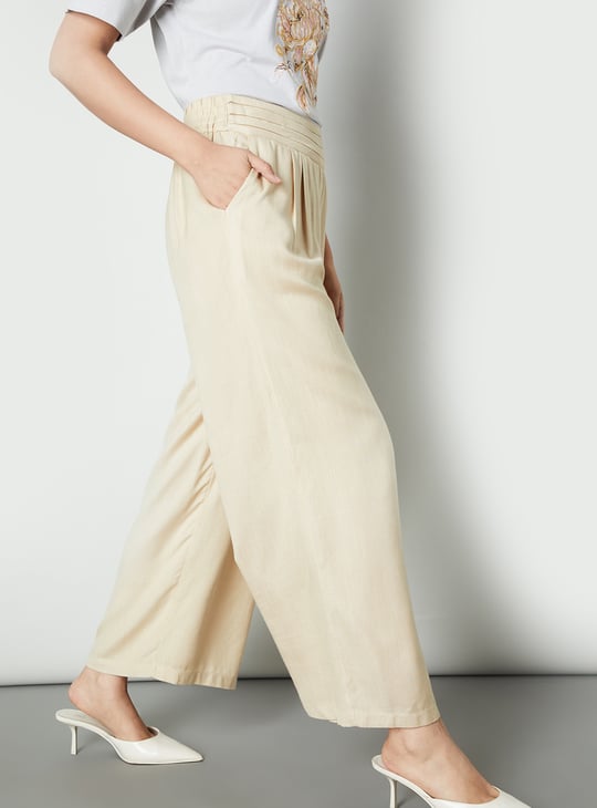Women Solid Wide Leg Trousers