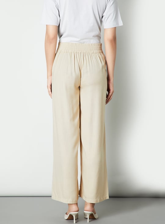 Women Solid Wide Leg Trousers