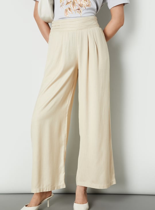 Women Solid Wide Leg Trousers