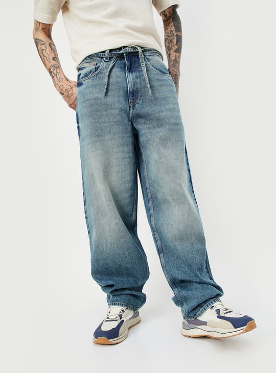 Men Washed Loose Fit Jeans