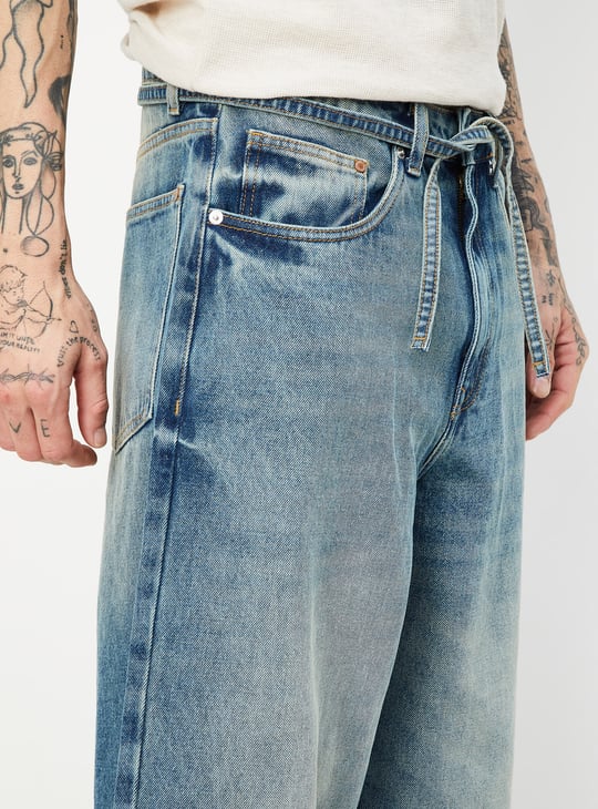 Men Washed Loose Fit Jeans