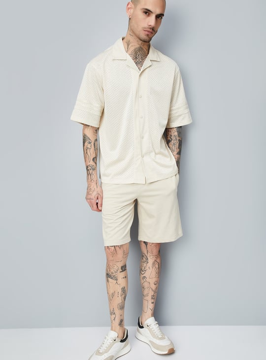 Men Laser Cuts Oversized Fit Shirt