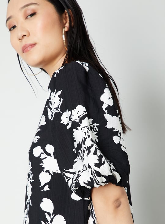 Women Floral Print A-line Midi Dress