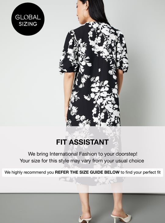 Women Floral Print A-line Midi Dress