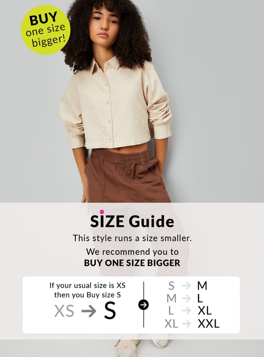 Women Textured Boxy Fit Crop Shirt