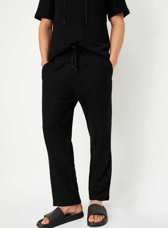 Men Textured Regular Fit Trousers