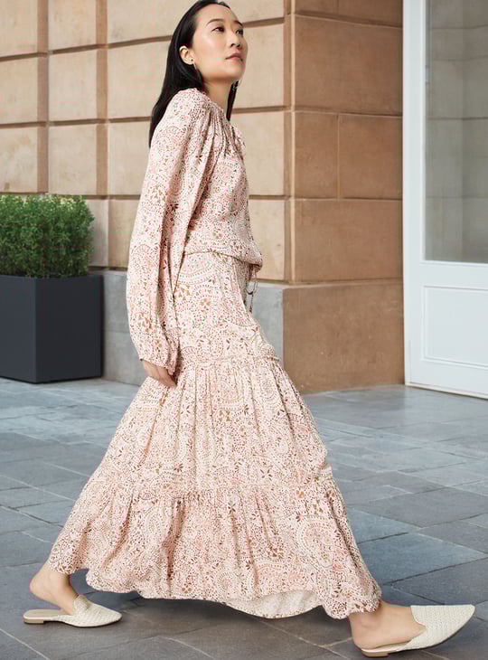 Women Printed Tiered Long Skirt