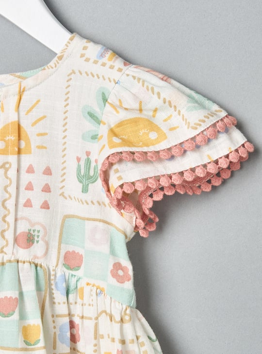 Girls Printed Dress with Matching Headband