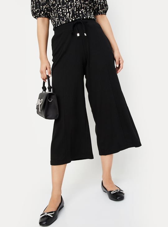 Women Ribbed Relaxed Fit Culottes