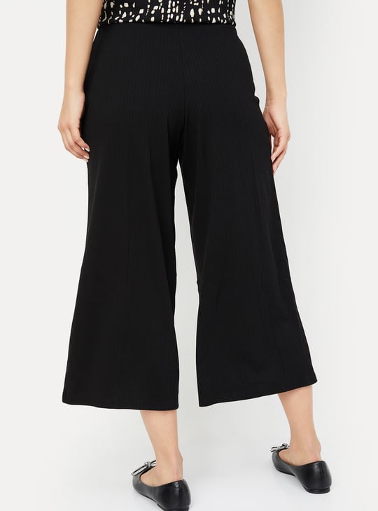 Women Ribbed Relaxed Fit Culottes