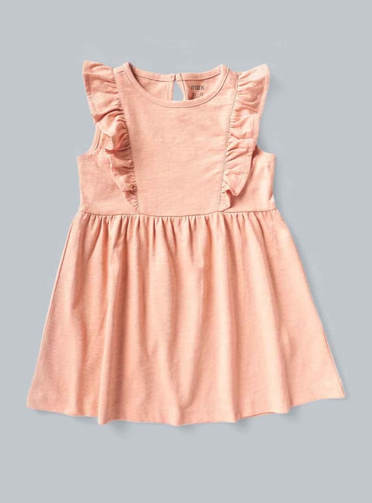 Girls Solid Dress with a Headband