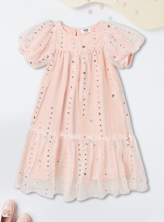 Girls Embellished A-Line Dress