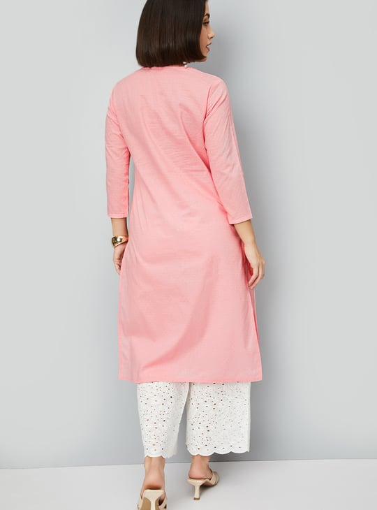 Women Embroidered Yoke Straight Kurta