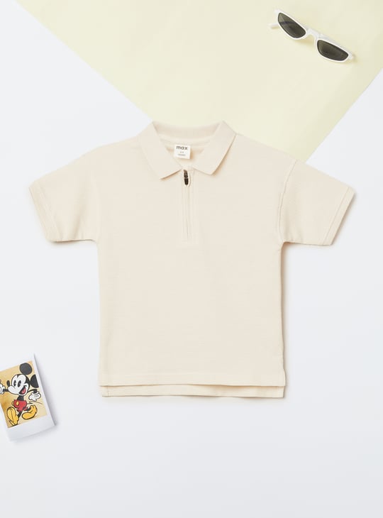 Boys Textured Polo T-shirt
