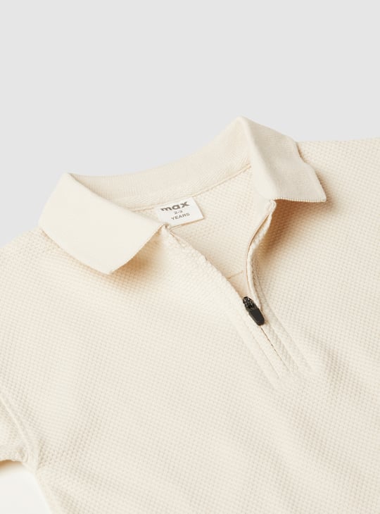 Boys Textured Polo T-shirt