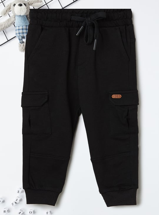 Boys Solid Knit Cargo Joggers - Pack of 2
