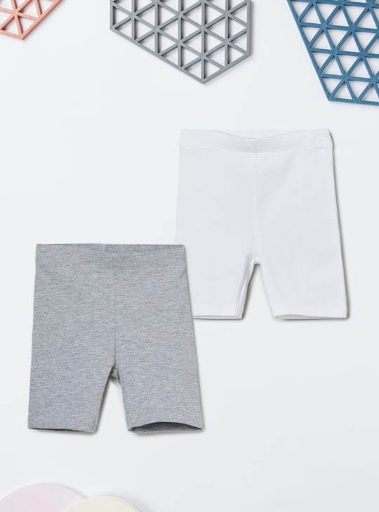 Girls Solid Knit Shorts - Pack of 2