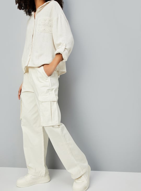 Women Solid Cargo Jeans