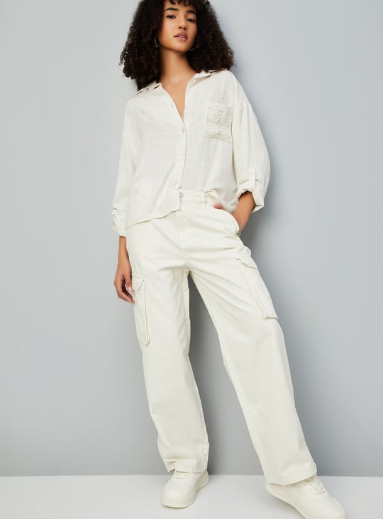 Women Solid Cargo Jeans