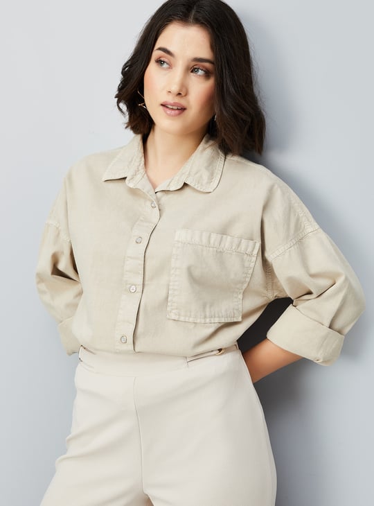 Women Solid Oversized Shirt
