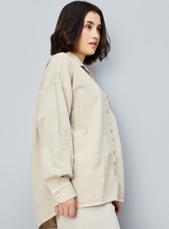 Women Solid Oversized Shirt