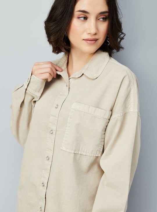 Women Solid Oversized Shirt