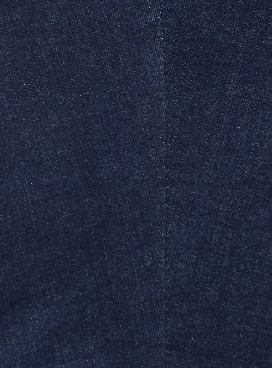 Women Ruched Midi Denim Dress