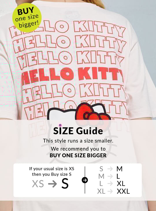 URB_N Women Hello Kitty Print Oversized T-shirt