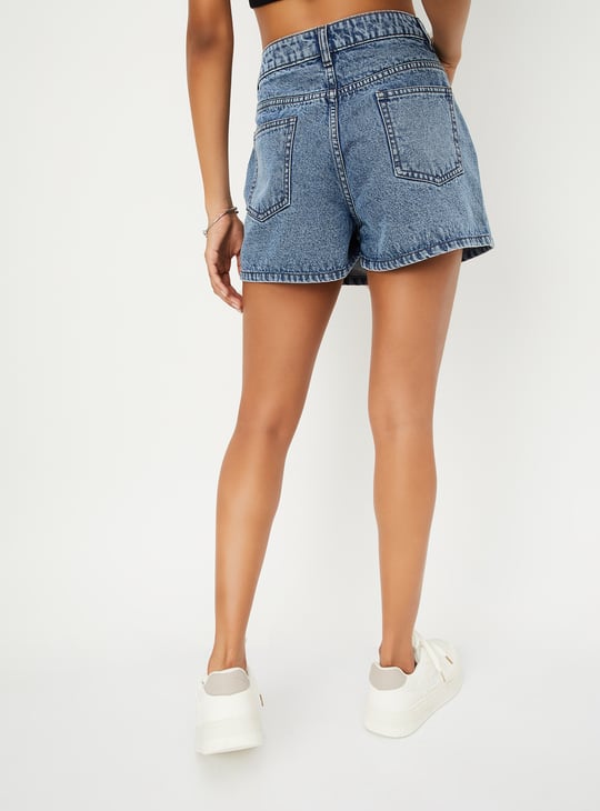 Women Washed Denim Skorts