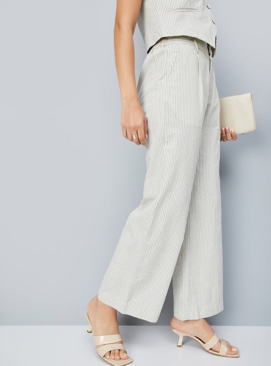Women Striped Wide-Leg Trousers