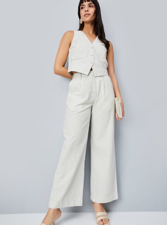 Women Striped Wide-Leg Trousers