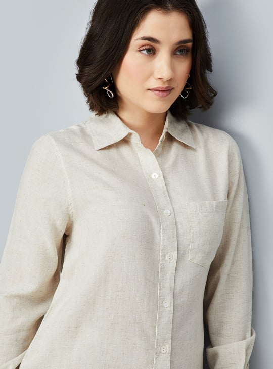 Kalki x Max Women Solid Regular Fit Linen Shirt