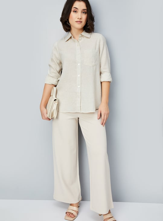 Kalki x Max Women Solid Regular Fit Linen Shirt