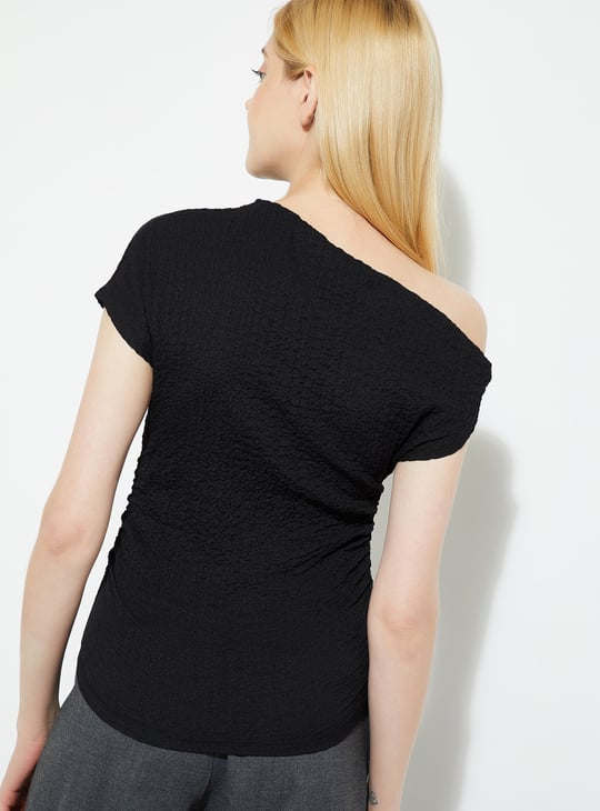 Buy ALAYA F x URB_N Women Textured One Shoulder Top Online at just