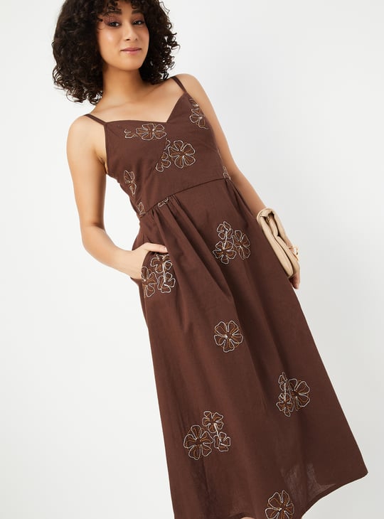 Kalki x Max Women Floral Embroidered Spaghetti Strap Dress