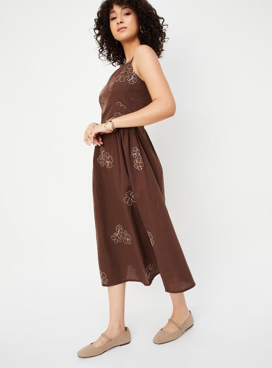 Kalki x Max Women Floral Embroidered Spaghetti Strap Dress