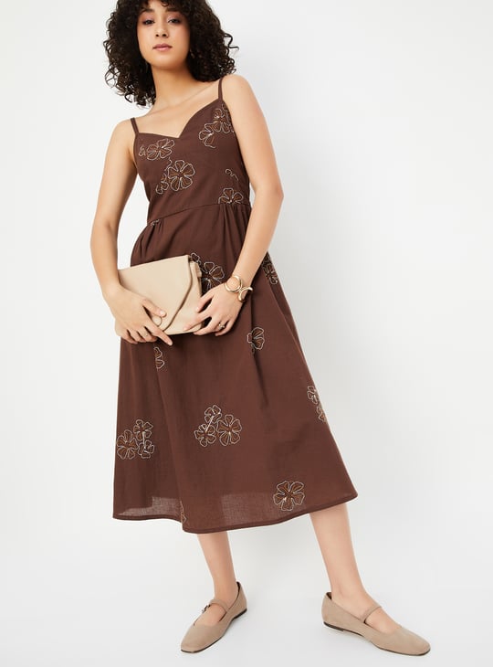 Kalki x Max Women Floral Embroidered Spaghetti Strap Dress
