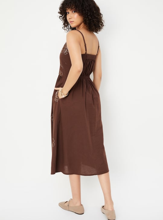 Kalki x Max Women Floral Embroidered Spaghetti Strap Dress