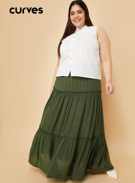 SIIILON Grandma tiered skirt ティアード カーキ SIIILON Grandma tiered skirt ティアード カーキ Women