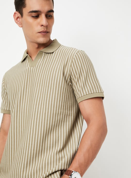 Men Striped Polo T-shirt