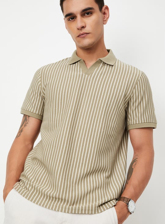 Men Striped Polo T-shirt