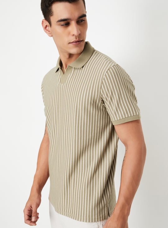 Men Striped Polo T-shirt